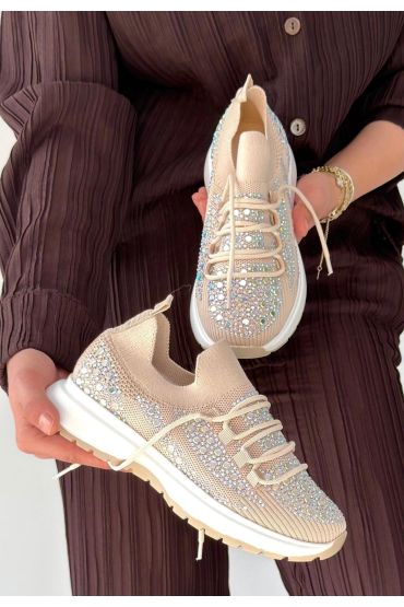 Ceas Bej Triko Bağcıklı Spor Ayakkabı