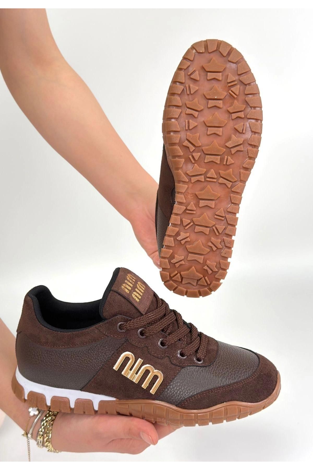 Marje Kahverengi Cilt Bağcıklı Spor Ayakkabı