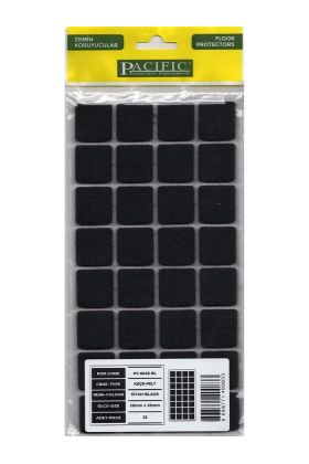 Pacific 6025 BL Yapışkanlı Keçe 25 mm X 25 mm Siyah