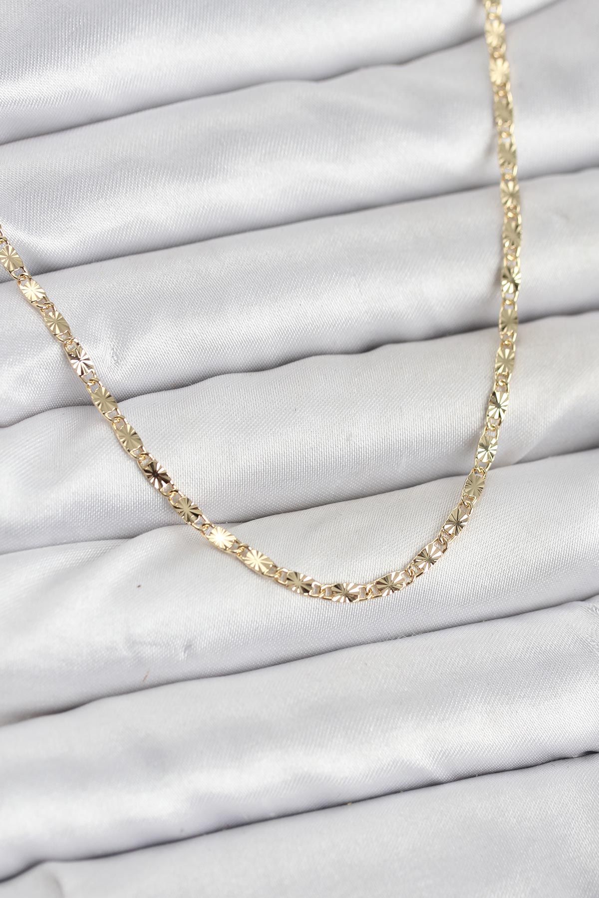 CM 14K Gold Renk Lazerli Zincir Model Kadın Kolye - TJ-BKO10923