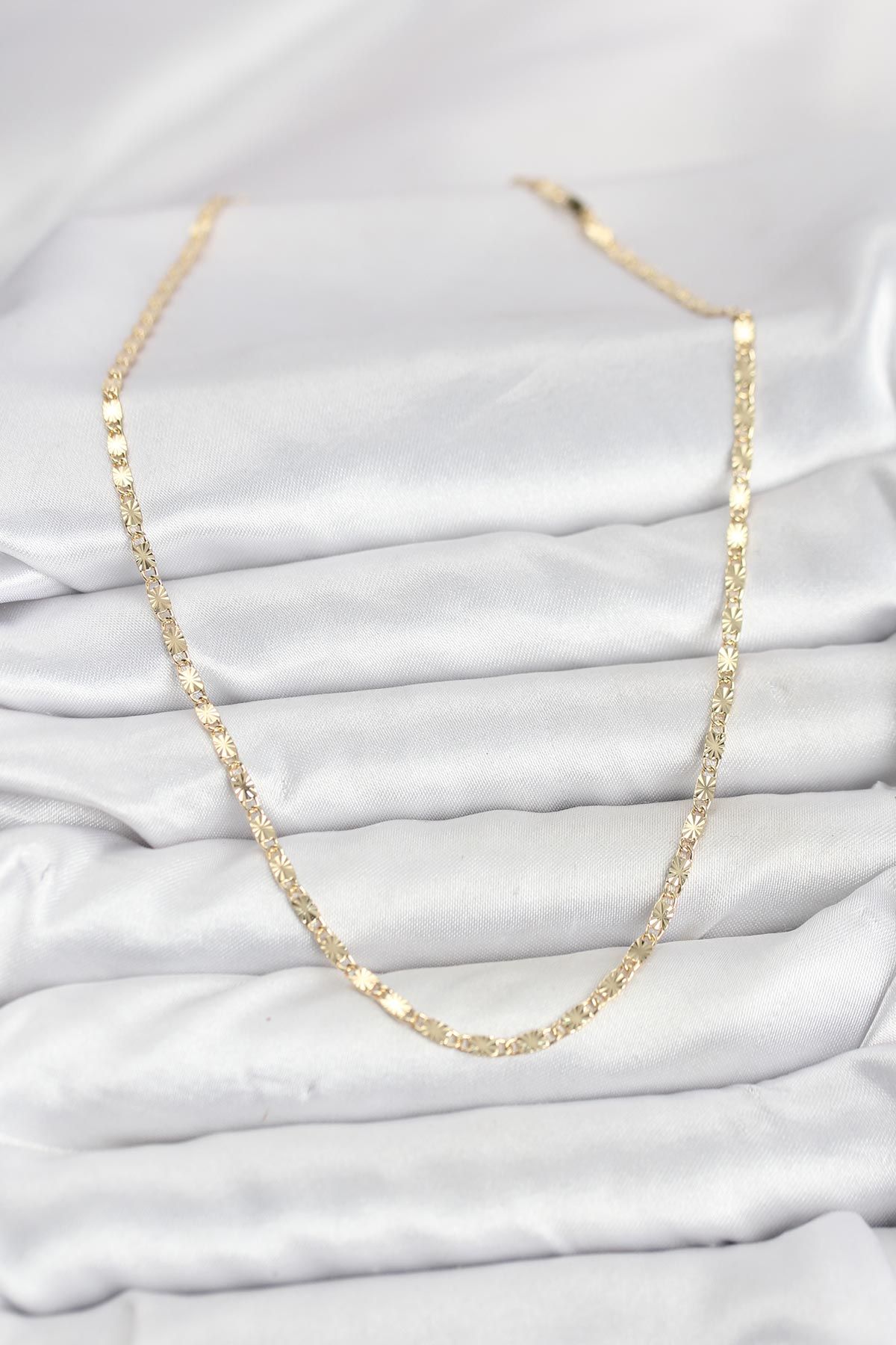 CM 14K Gold Renk Lazerli Zincir Model Kadın Kolye - TJ-BKO10923