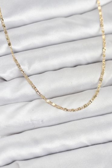 CM 14K Gold Renk Lazer İnce Zincirli Kadın Kolye - TJ-BKO10926
