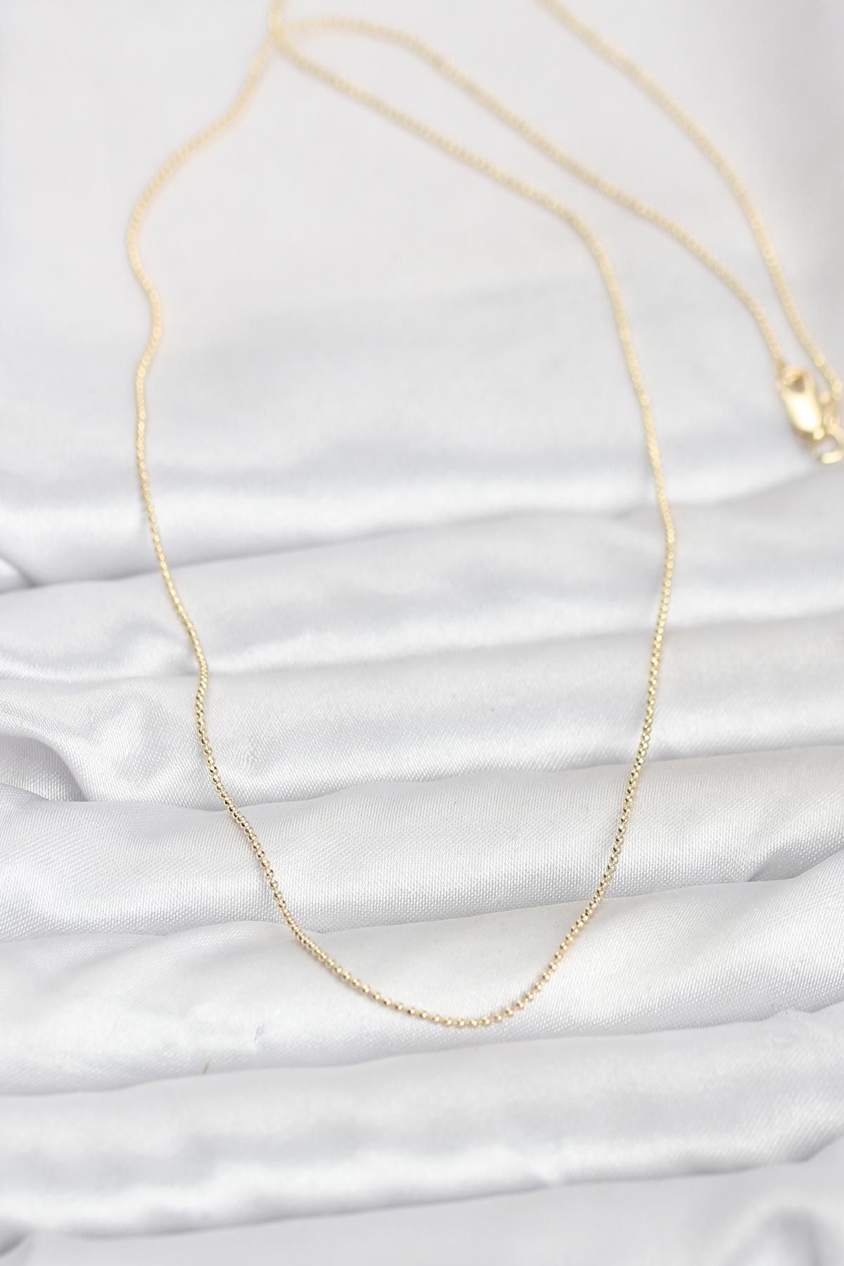 CM 14K Gold Renk İnce Top Zincirli 60 cm Kadın Kolye - TJ-BKO10943