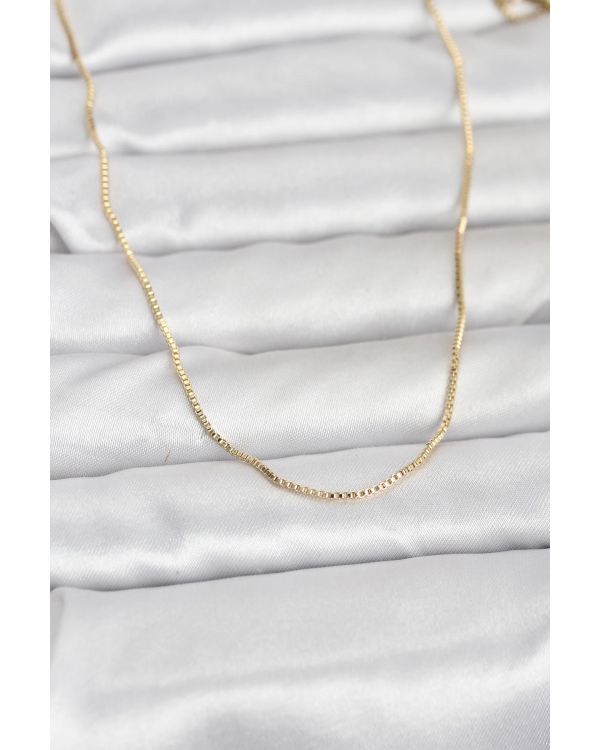 CM 14K Gold Renk İnce Kare Zincirli Model 60 cm Kadın Kolye - TJ-BKO10956