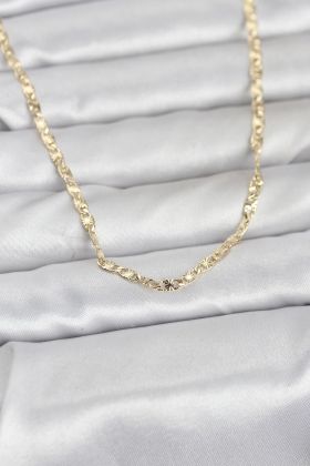 CM 14K Gold Renk Lazer Zincirli Model 60 cm Kadın Kolye - TJ-BKO10976
