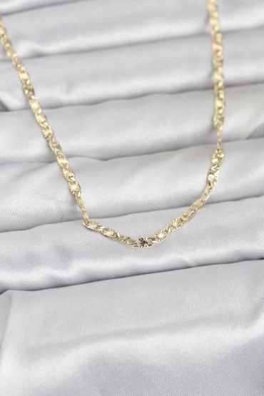 CM 14K Gold Renk Lazer Zincirli Model 60 cm Kadın Kolye - TJ-BKO10976