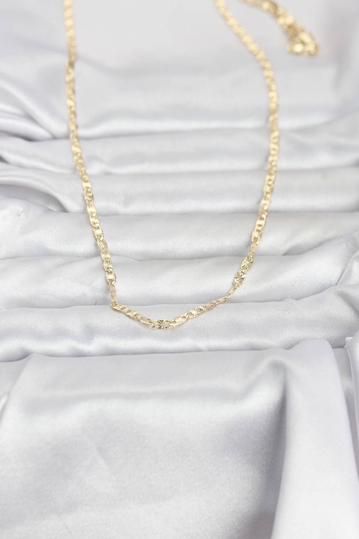 CM 14K Gold Renk Lazer Zincirli Model 60 cm Kadın Kolye - TJ-BKO10976