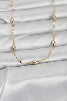 CM 14K Gold Renk Damla Topçuklu Zincir Model 60 cm Kadın Kolye - TJ-BKO10977