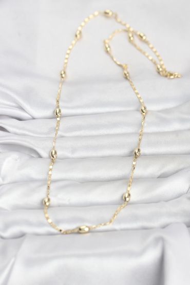 CM 14K Gold Renk Damla Topçuklu Zincir Model 60 cm Kadın Kolye - TJ-BKO10977