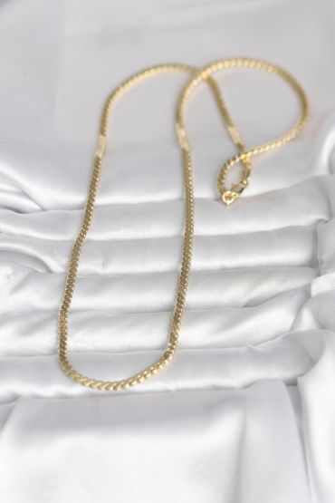 CM 14K Gold Renk Yassı Ezme Zincir Model 60 cm Kadın Kolye - TJ-BKO10996