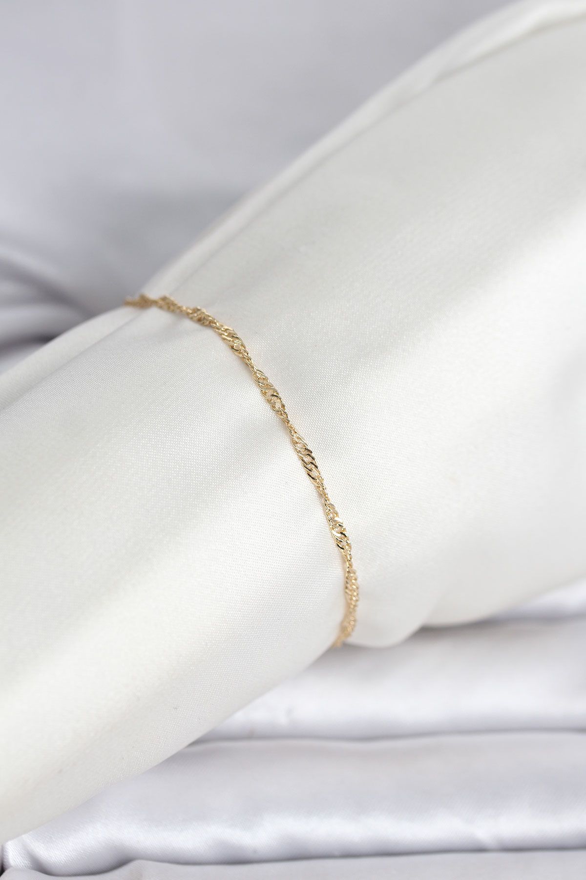 CM 14K Gold Renk Ezme Burgu Zincir Model Kadın Bileklik - TJ-BB8280