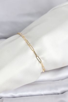 CM 14K Gold Renk Ataç Zincir Model Kadın Bileklik - TJ-BB8283