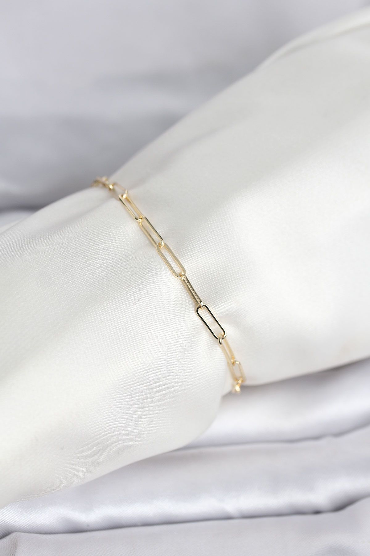 CM 14K Gold Renk Ataç Zincir Model Kadın Bileklik - TJ-BB8283