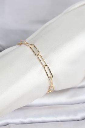 CM 14K Gold Renk Kalın Ataç Zincir Model Kadın Bileklik - TJ-BB8296