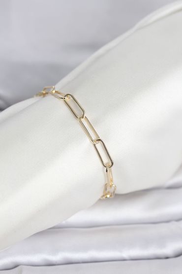 CM 14K Gold Renk Kalın Ataç Zincir Model Kadın Bileklik - TJ-BB8296