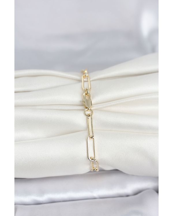 CM 14K Gold Renk Kalın Ataç Zincir Model Kadın Bileklik - TJ-BB8296