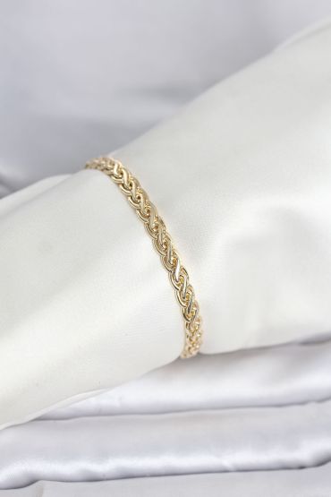 CM 14K Gold Renk Sarmal Zincir Model Kadın Bileklik - TJ-BB8298