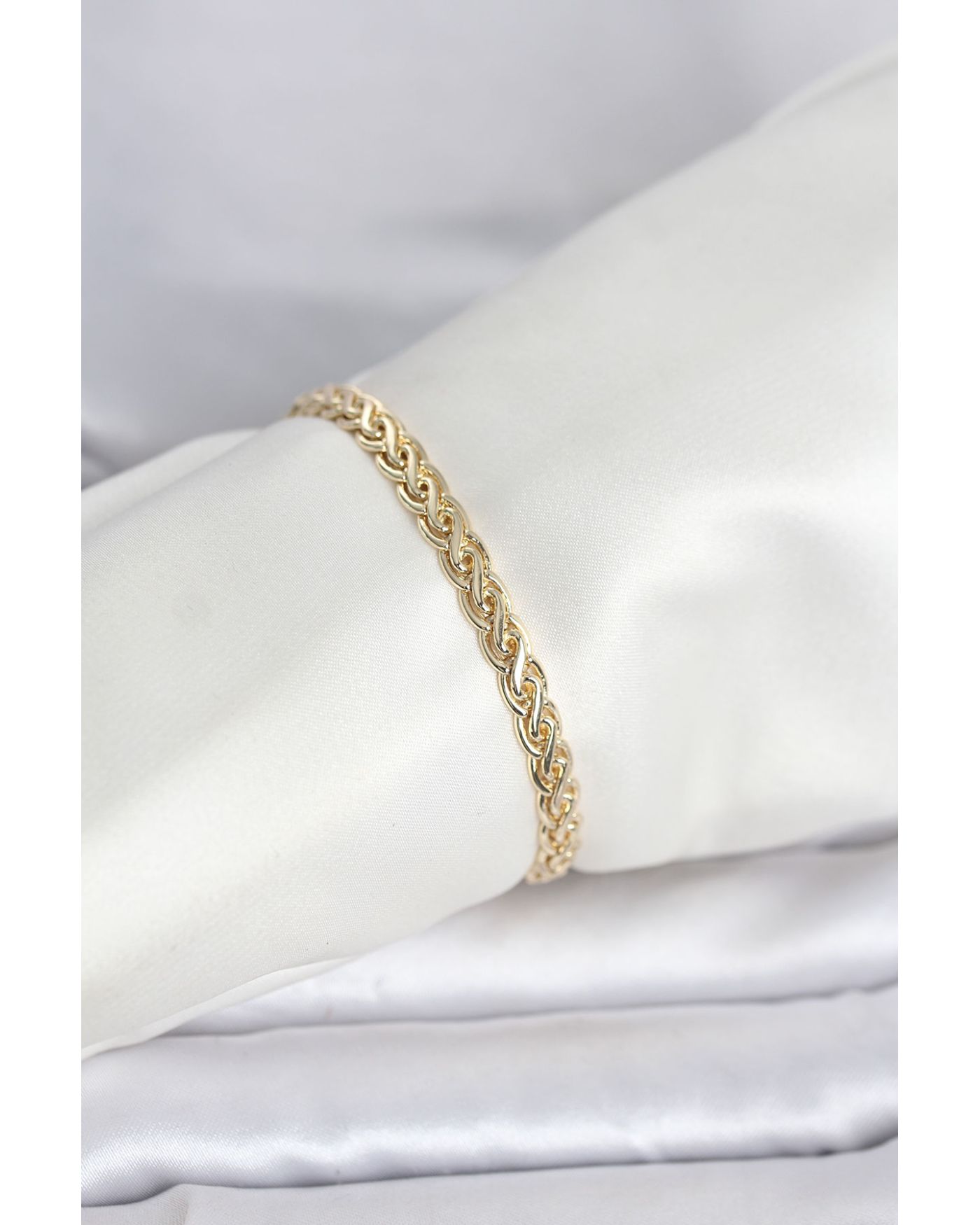 CM 14K Gold Renk Sarmal Zincir Model Kadın Bileklik - TJ-BB8298