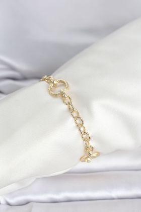 CM 14K Gold Renk Lazerli Halka Model Kadın Bileklik - TJ-BB8300