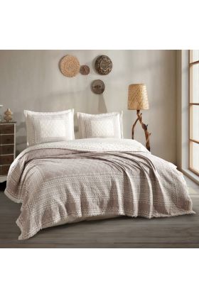 Çift Kişilik Müslin Yatak Örtüsü Nomada V2 Kahve