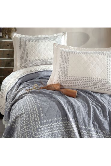 Çift Kişilik Müslin Yatak Örtüsü Nomada V1 Antrasit