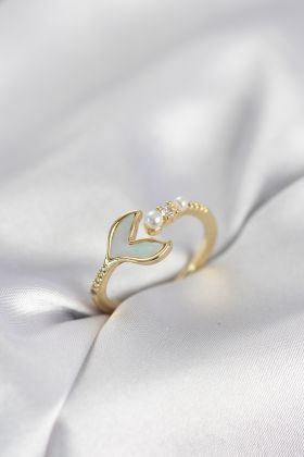 Gold Renk Balık Kuyruğu Model Kadın Yüzük - TJ-BYK4048