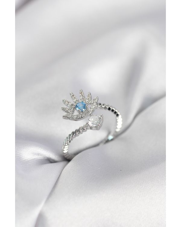 Gümüş Renk Göz Model Zirkon Taşlı Kadın Yüzük - TJ-BYK4073