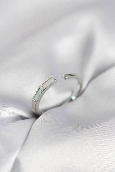 Gümüş Renk Sedefli Çubuk Model Kadın Yüzük - TJ-BYK4081