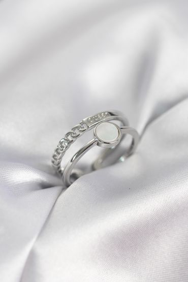 Minimal Queen Yazılı Gümüş Renk Pirinç Kadın Yüzük - TJ-BYK4090