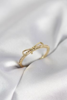 Fiyonk Model Zirkon Taşlı Gold Renk Kadın Yüzük - TJ-BYK4097