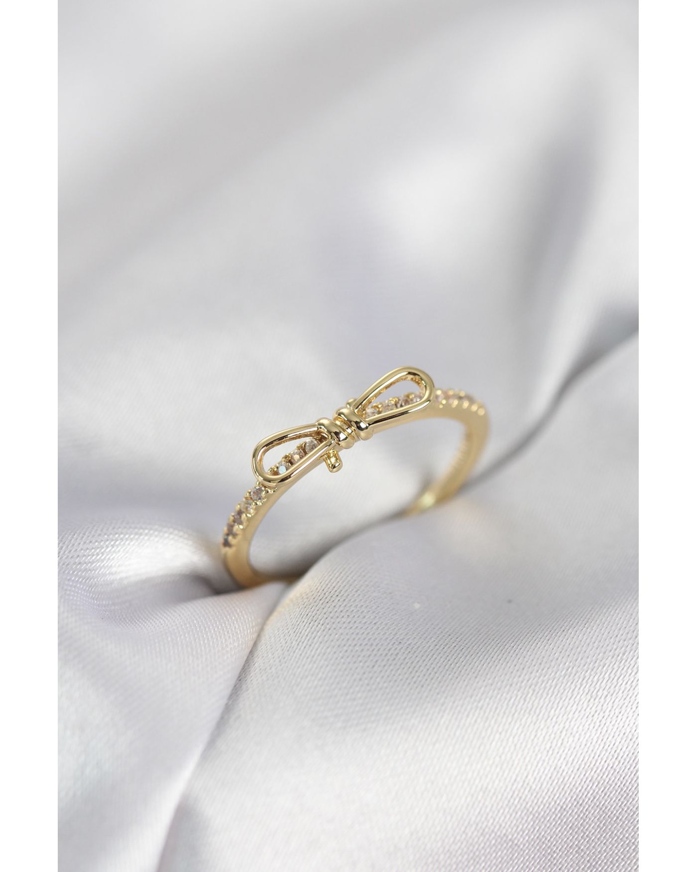 Fiyonk Model Zirkon Taşlı Gold Renk Kadın Yüzük - TJ-BYK4097