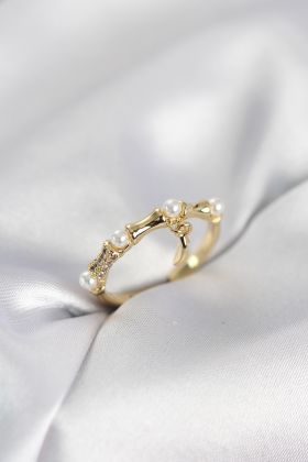Gold Renk Sallantılı Kemik Model Kadın Yüzük - TJ-BYK4115