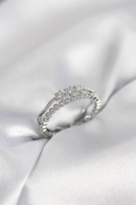 Gümüş Renk Minimal Yıldızlı Model Kadın Yüzük - TJ-BYK4116