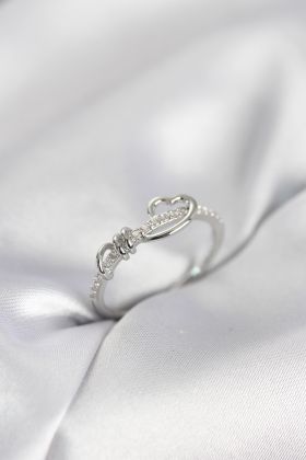 Sarmal Kalp Model Zirkon Taşlı Gümüş Renk Kadın Yüzük - TJ-BYK4118