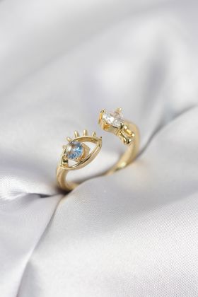 Gözyaşı Model Gold Renk Zirkon Taşlı Kadın Yüzük - TJ-BYK4153