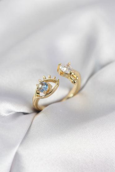 Gözyaşı Model Gold Renk Zirkon Taşlı Kadın Yüzük - TJ-BYK4153