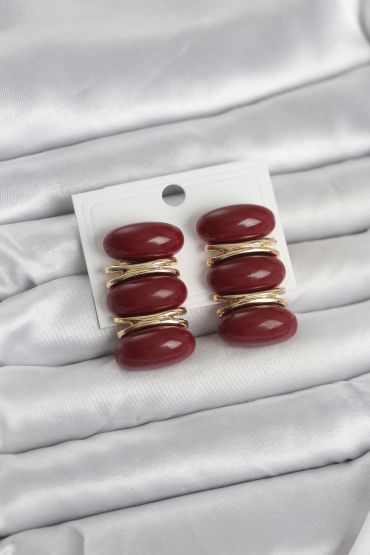 Bordo Vintage Model Gold Renk Kadın Küpe - TJ-BKP11676