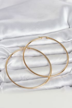 316L Çelik Gold Renk 70 mm Kadın Halka Küpe - TJ-BKP11687