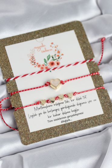 Marteniçka Bileklik 3'lü Beyaz Mineli Kalp Model - TJ-BB8360