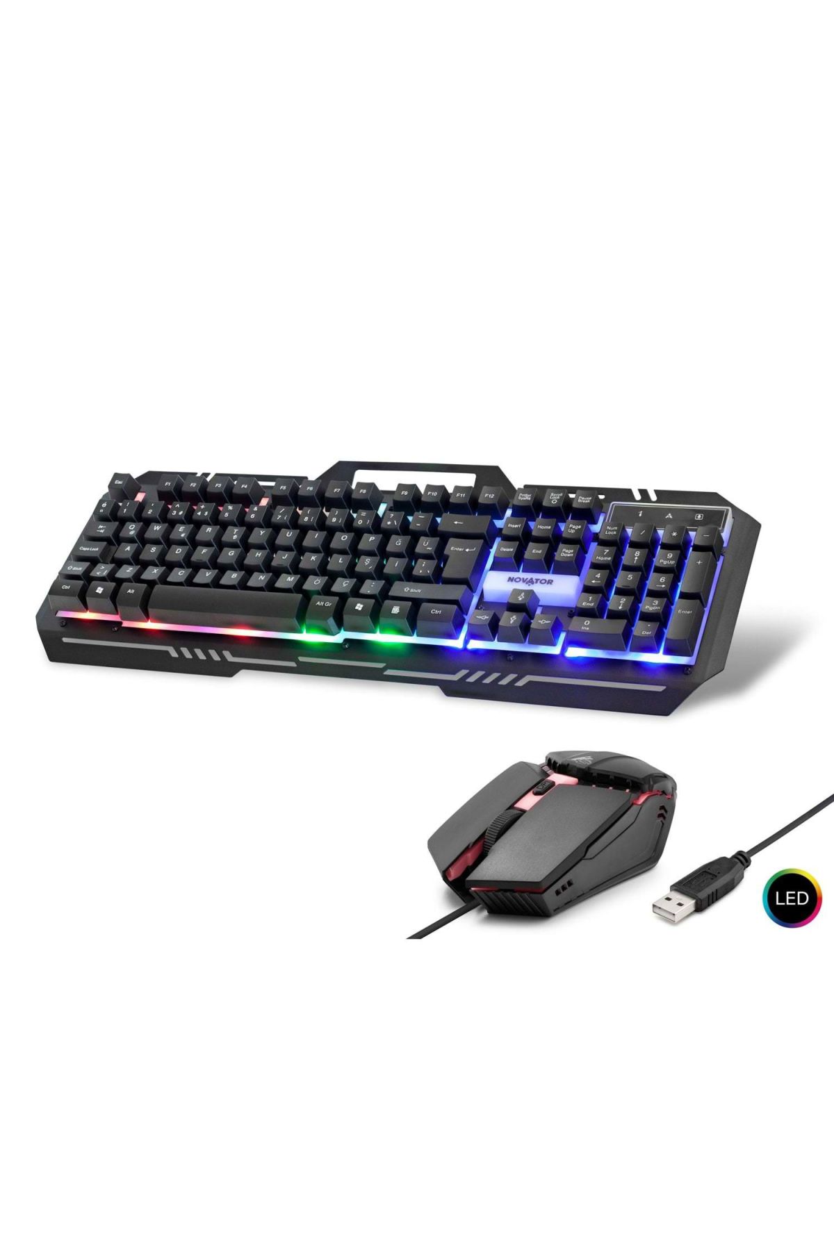 Kablolu Oyuncu Klavye Mouse Set Led Q Siyah HD865