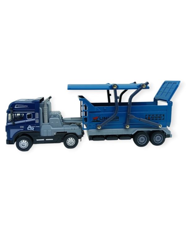 Metal Tır 1:24 - Sesli Işıklı Taşıyıcı Dorseli Tır 30 cm - Lacivert