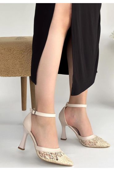 Hejja Bej Cilt Tül Detaylı Topuklu Ayakkabı