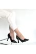 Cerin Siyah Cilt Topuklu Ayakkabı