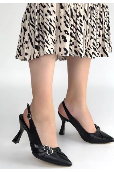 Jedda Siyah Cilt Topuklu Ayakkabı