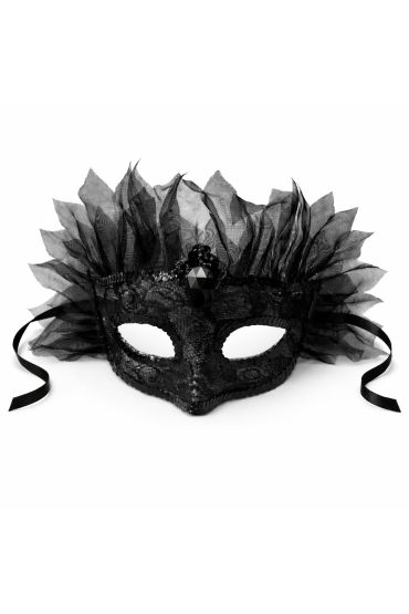 Siyah Taşlı Venedik Maskesi Lüks Tüllü Parti Maskesi