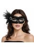 Siyah Taşlı Venedik Parti Maskesi – Tüylü Payetli