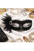 Siyah Taşlı Venedik Parti Maskesi – Tüylü Payetli