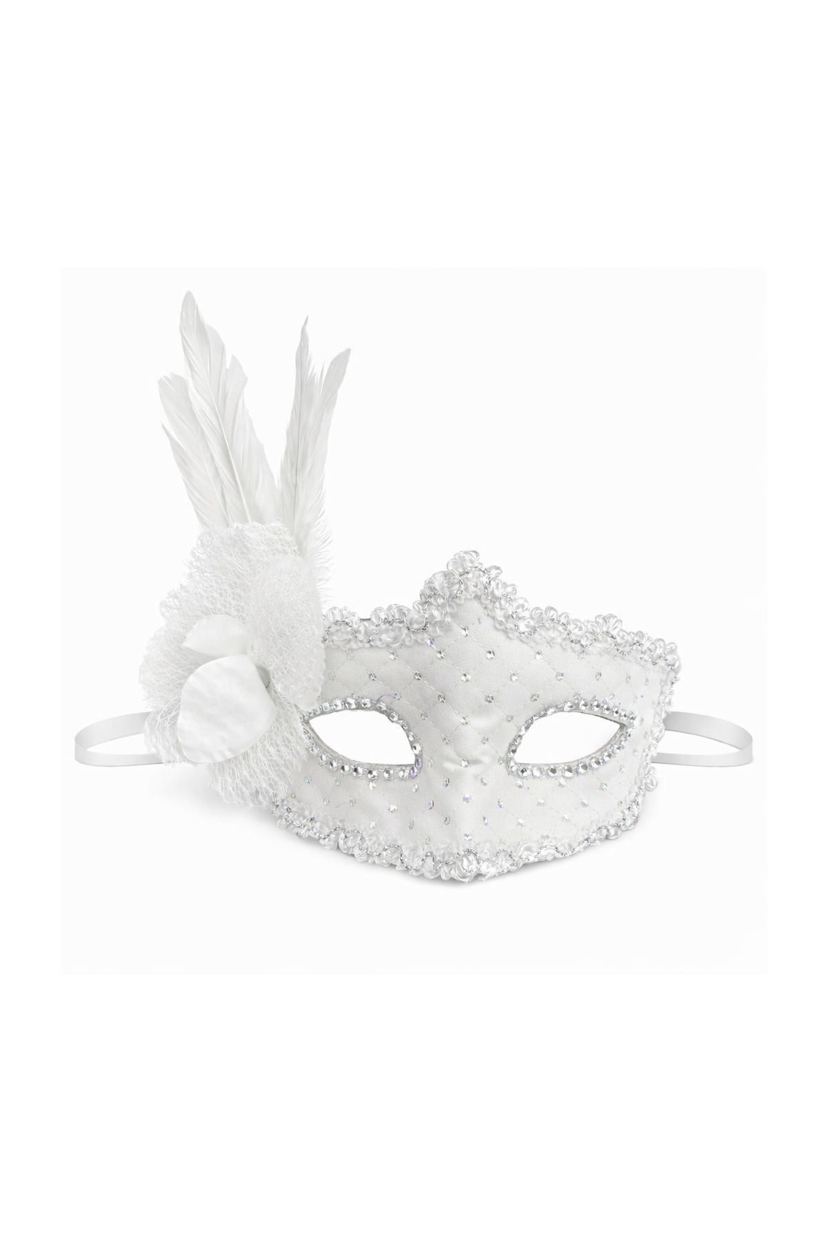 Beyaz Tüylü Venedik Lüks B Maskesi