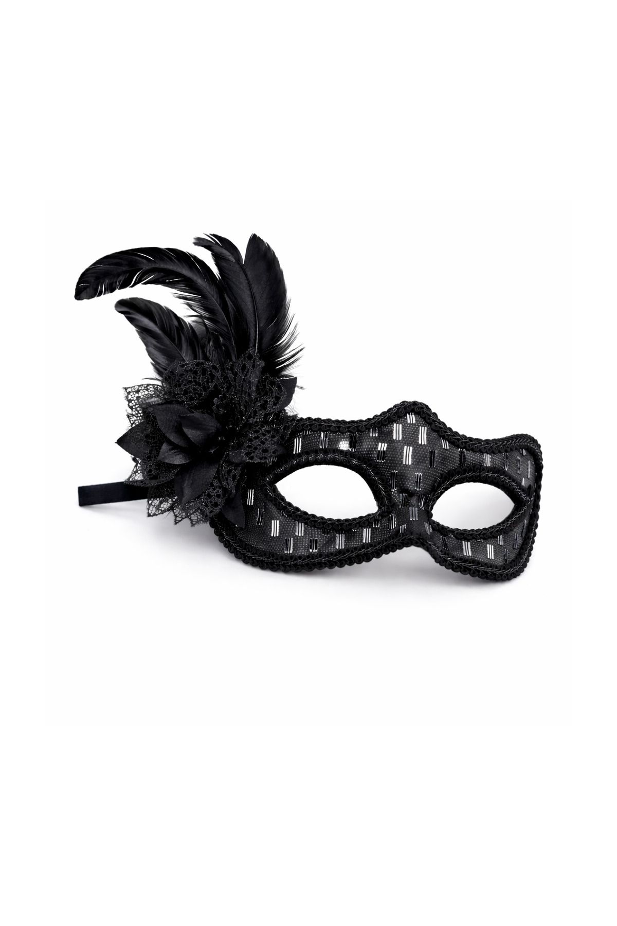Siyah Tüylü B Maskesi Kadın Parti Aksesuarı