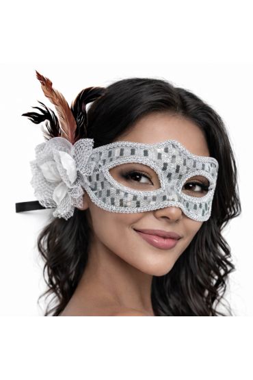 Gümüş Renk Tüylü B Maskesi Kadın Parti Aksesuarı